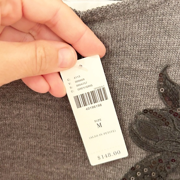 NWT ANGEL of the NORTH x ANTHROPOLOGIE The Torie Appliqué Charcoal Sweater SZ: M - Picture 7 of 14